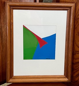 lot 49 image: Framed Original College by Melvin Smith Entitled Red, White, Blue & Green