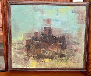 lot 47 image: Framed Abstract Oil on Board by Gertrude Kraus (1909-1977)
