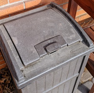 lot 124 image: Outdoor Plastic Covered Wastebasket