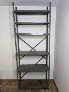 lot 102 image: Tall Black Metal Utility Shelf Unit