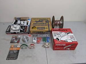 lot 108 image: Tote of Electricians Treasures - Indoor Copper Wiring & More
