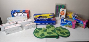 lot 61 image: Collection of Kitchen Storage Bags, Plastic Wrap, Foil, Straws (Ziploc, Reynolds, Glad) and More