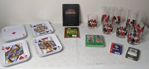 lot 62 image: PokerPlaying Card Themed Items Tumblers, Plates, Cards and More