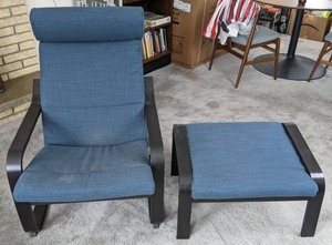 lot 24 image: Ikea Poang Armchair and (2) Ottomans