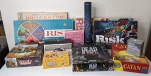 lot 25 image: Game Lot Cards Against Humanity, Canasta, Risk, Catan, & More