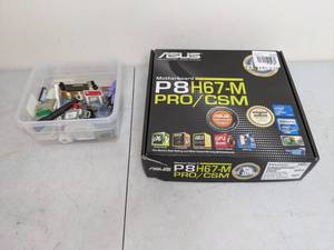 lot 154 image: ASUS P8H67-M ProCMS Motherboard, Assorted Splitters, and more