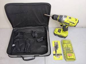 lot 158 image: Ryobi Tools One Lithium-Ion Brushless Hammer DrillDriver and Accessories