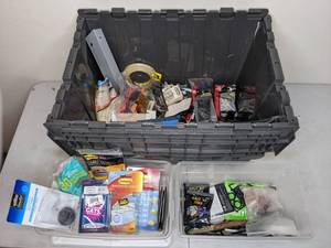 lot 142 image: Assorted GarageUtility Items - Hot Glue Sticks, Command Hooks, Twine, Sandpaper Block, and more