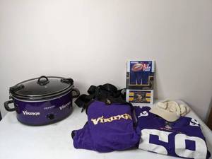 lot 203 image: Vikings, Vikings Vikings  Crock Pot, Jersey, Hat and More