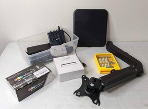 lot 247 image: Lot of TV and Computer Accessories TV Wall Mount, Leap Motion Controller, Digital Antenna and More