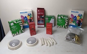 lot 213 image: Christmas Lights Lot String Lights, Battery Operated Candles,  Anchor Stakes and More