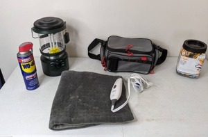 lot 273 image: Pure Heating Pad, Coleman Lantern, Plano Bag and More