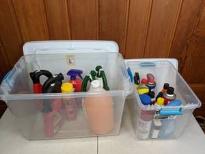 lot 333 image: Lot of Home and Lawn Products - Ortho Bug B Gon, Round Up, Silicone Spray, Brake Parts Cleaner, Foam Sealer, Rust-oleum Spray Paint, and more