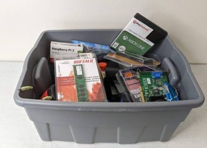 lot 367 image: Tote of Treasures - Computer Components and More