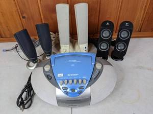 lot 349 image: Sharp Portable CD Stereo System and 3 Sets of Computer Speakers