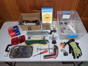 lot 356 image: Garage Items and Tools Lot Gloves, Drill Bits, Tools, Hardware Cyclopedia and Much, Much More