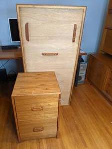 lot 360 image: Wooden Desktop with Matching Two Drawer File Cabinet