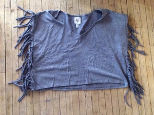 T-Shirt Ladie Bing Bong with Fringe Sides, Gray