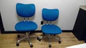 Blue office chairs on casters adjustable