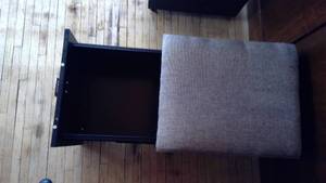 File cabinet with cloth seat