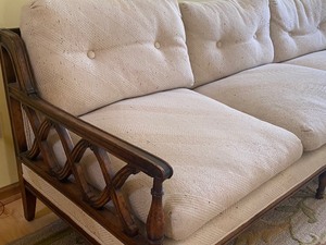 lot 1 image: Lovely Vintage Sofa with Gorgeous Detailing and Neutral Upholstery