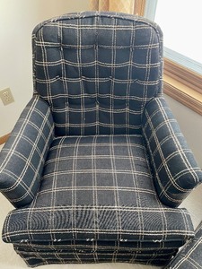 lot 42 image: Vintage Charming Upholstered Chair and Ottoman