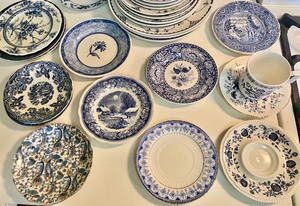 lot 52 image: Variety of Dishware in Hues of Blue
