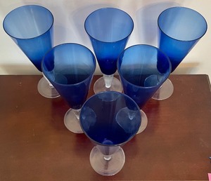 lot 53 image: Cool Cobalt Blue Stemware Glasses