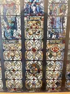 lot 97 image: The Seven Ages of Man Painted Glass