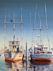 lot 100 image: Beautiful Sailboats Oil Painting by Yanush Godlewski