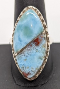 lot 292 image: Larimar and Sterling Silver Ring