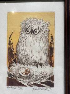lot 23 image: Etching of Owl by William Kolliker 15020