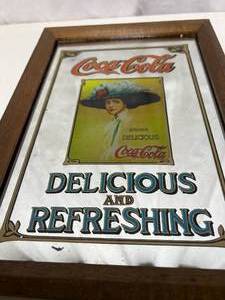 lot 28 image: Coca Cola Advertising Mirror wPainted Lady