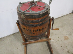 lot 101 image: Antique Barrel Butter Churn
