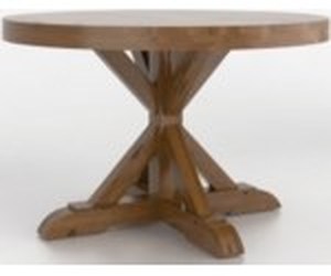 lot 6 image: 54 in. Wide Natural Wood Farmhouse style Round Dining Table