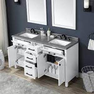 lot 13 image: Home Decorators Collection Ainsley 60 in. W x 22 in. D Bath Vanity in White with Culture Stone Vanity Top in Grey with White Basins