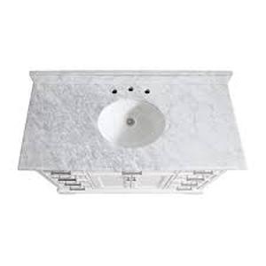 lot 15 image: Home Decorators Collection Windlowe 49 in. W x 22 in. D x 35 in. H Bath Vanity in White with Carrera Marble Vanity Top in White with White Sink
