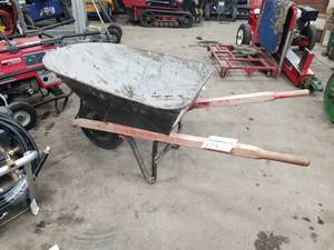 Metal Wheelbarrow with Rubber Tire and Wood Handles