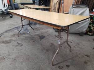Lot of (1) 6 MetalWood Banquet Folding Table