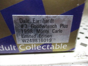 Action 124th Scale NASCAR Die Cast Car Collectable #3 Dale Earnhardt GM Goodwrench Plus 1998 Chevrolet Monte Carlo