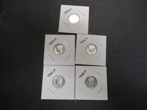 Lot of 5 Mercury Silver Dimes - 35-P, 39-D, 41-P, 44-P and 45-P