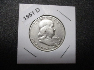1951-D (Denver Mint)  Franklin Silver Half Dollar