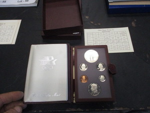 1984 US Olympic Prestige Set 1oz Silver Olympic Commemorative (Collosium) and Complete Proof Set in OGP