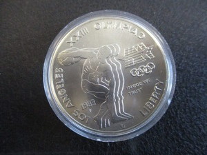 1983-P  Los Angeles XXIII Olympiad (Athlete ObverseEagle Reverse) US Silver Dollar 1oz Silver Commemorative