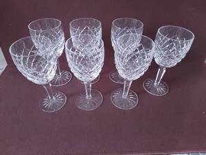 lot 33 image: Brilliant Waterford Crystal Comeragh Wine Glasses, set of 7