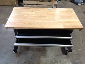 46 in. Adjustable Height Work Table with 2-Drawers in Black by Husky Customer Returns See Pictures