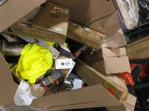 Gaylord with assorted Door knobs,hardware and misc items  various models and conditions customer returns see pictures