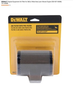 (5) DEWALT Original Equipment Air Filters for 382cc Wide Area Lawn Mower Engine OE# 937-05066, 737-05066. See Pictures