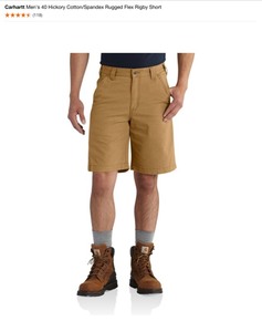 Carhartt Mens 40 Hickory CottonSpandex Rugged Flex Rigby Short, Wrangler Large-Regular Flame Resistant Long Sleeve & Fruit of Loom Child Grey Sweatshirt. See Pictures