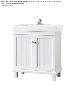 Home Decorators Collection Parkbridge 30 in. W x 15.10 in. D Vanity in White. (Cabinet Only). See Pictures